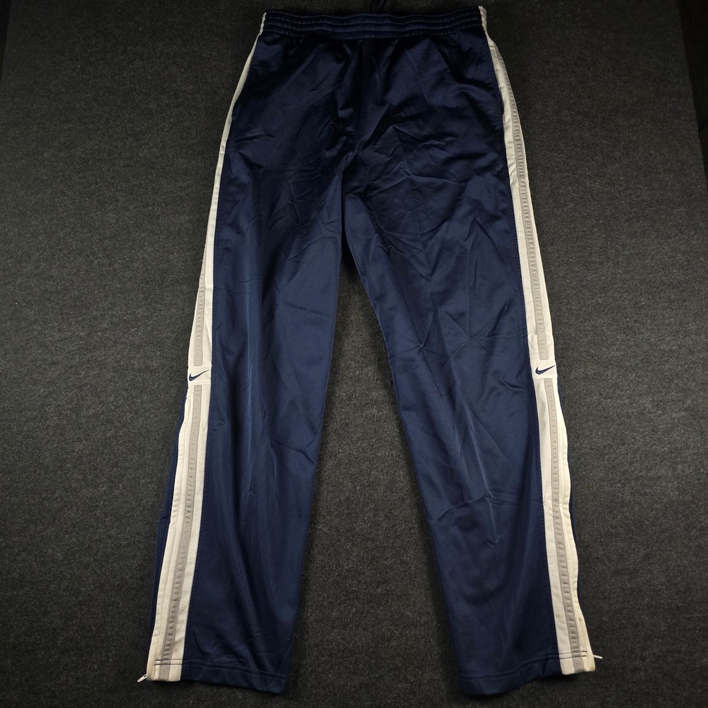 Nike Men's Navy Track Pants White Side Stripe Athletic Training Joggers Size L